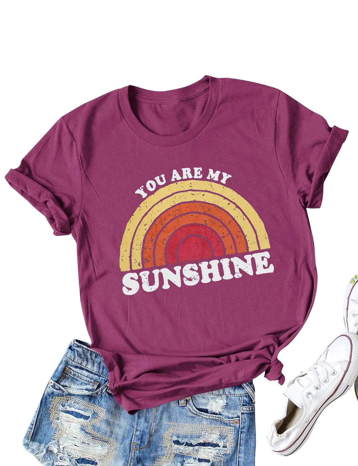 You Are My Sunshine, футболка с радужным принтом, женские летние топы с коротким рукавом, футболка с круглым вырезом размера плюс, повседневная женская футболка Harajuku