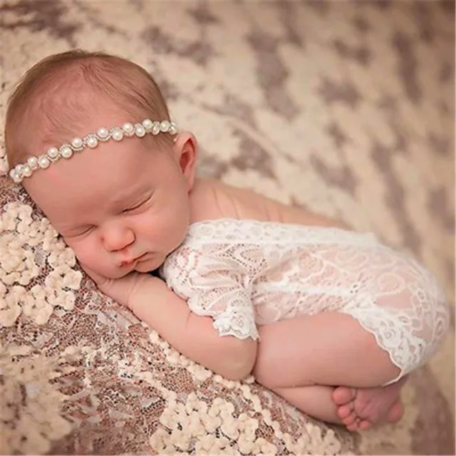 Fashion Baby New Born Photography Props cap Embroidery Lace Baby Romper