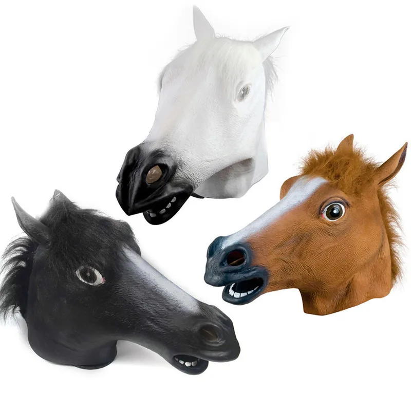 Halloween Creepy Horse Mask Rubber Animal Masquerade Mask Decoration