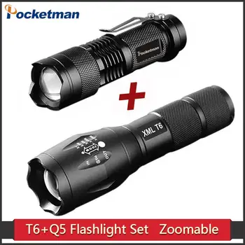 

Promotion Set! Hot LED Flashlight T6 Tactical flashlight+Q5 Mini Torch Lanterna Zoomable Waterproof Flashlight Bike Z10