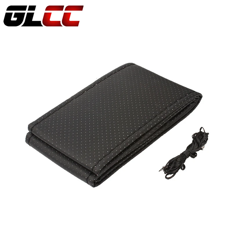 

GLCC Braid On Steering Wheel DIY Car Steering Wheel Cover With Needles and Thread Leather Diameter 38cm Steering Cover