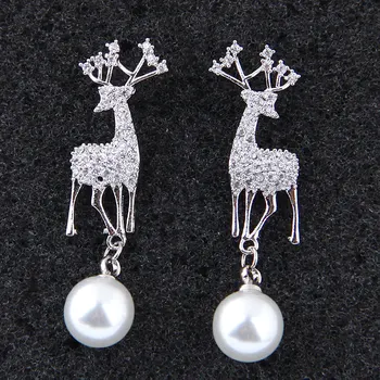 

Trendy Style Earrings Deer Pendant pearl Earrings Women Fashion Jewelry For Christmas gift