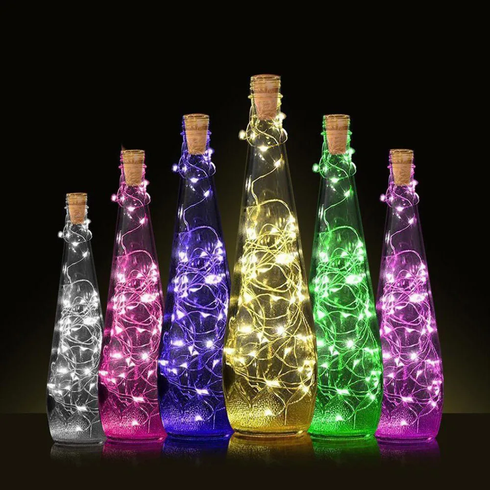 8/10 LED винный пробковый свет на солнечных батареях бутылка пробковая струна