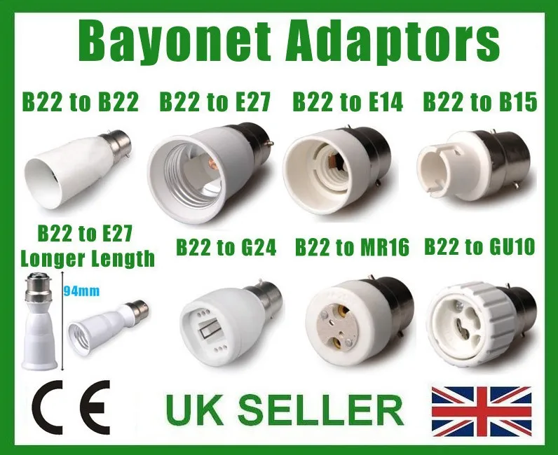Адаптер для лампы BC B22 ES E27 E14 SES B15d SBC E40 GES GU10 G9 MR16 G24 E26|light adaptor|e27 e14b22 e27 |