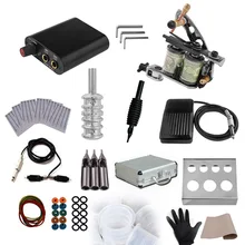 Татуировки Питание Ротари Machine Gun Комплект Перманентный макияж Microblading Body Art вкладыша Shader педаль иглы колпачки для краски комплекты