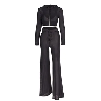 

Women Rushed Limited Sleeveless None Free Shipping 2020 Best Selling Women's Cutout Sexy V-neck Tide Set Elastic Waist 2 Piece