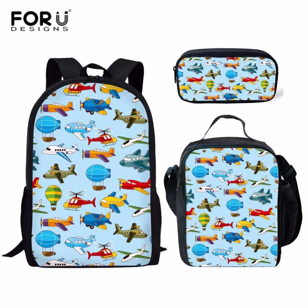melhor Brinquedo Aeronaves FORUDESIGNS Impressão Mochila Mulheres Mochilas Escolares para Adolescentes Meninas Bonitos Saco Conjunto De Viagem Mochilas Saco de Viagem Feminino