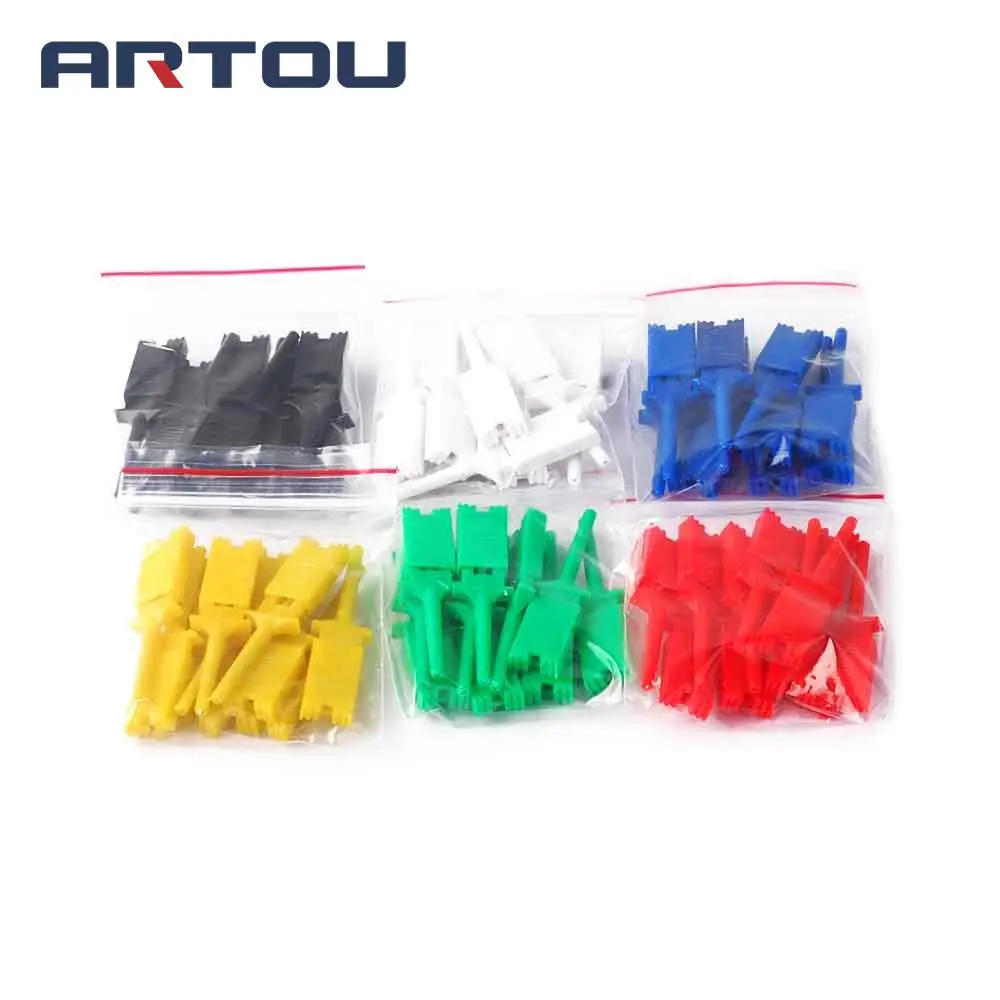 60PCS Small SMD IC Hook Clip Grabbers Test Probe Cable for multimeter 6 color each 10pcs