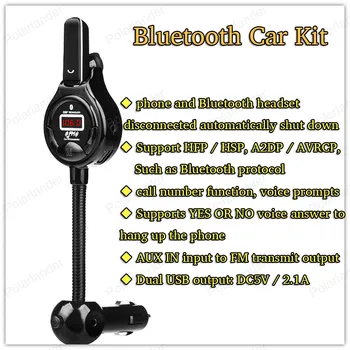 

hands-free phone Wireless mini Bluetooth MP3 PlayerSupport HFP / HSP, A2DP / AVRCP Dual USB output AUX IN input FM output
