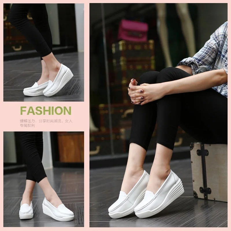 Nurse Shoes Non-slip Lightweight Scrub Shoes Leather Workwear Slip-ons Shoes Medical Shoes for Women