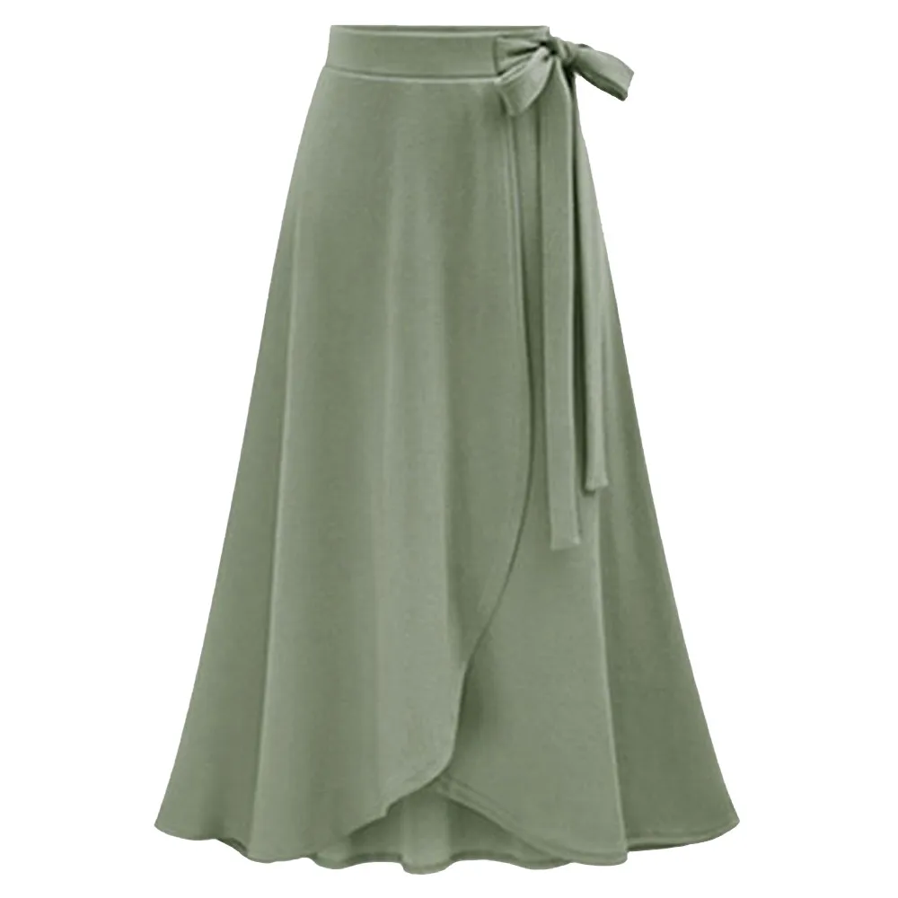Летняя готическая юбка, женская черная винтажная однотонная длинная юбка, женская сексуальная Корейская юбка макси в стиле Харадзюку, женская одежда - Цвет: Зеленый