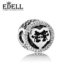 EDELL 100% стерлингового серебра 925 1:1 Аутентичные 791957CZ браслет оригинальный Для женщин ювелирные изделия