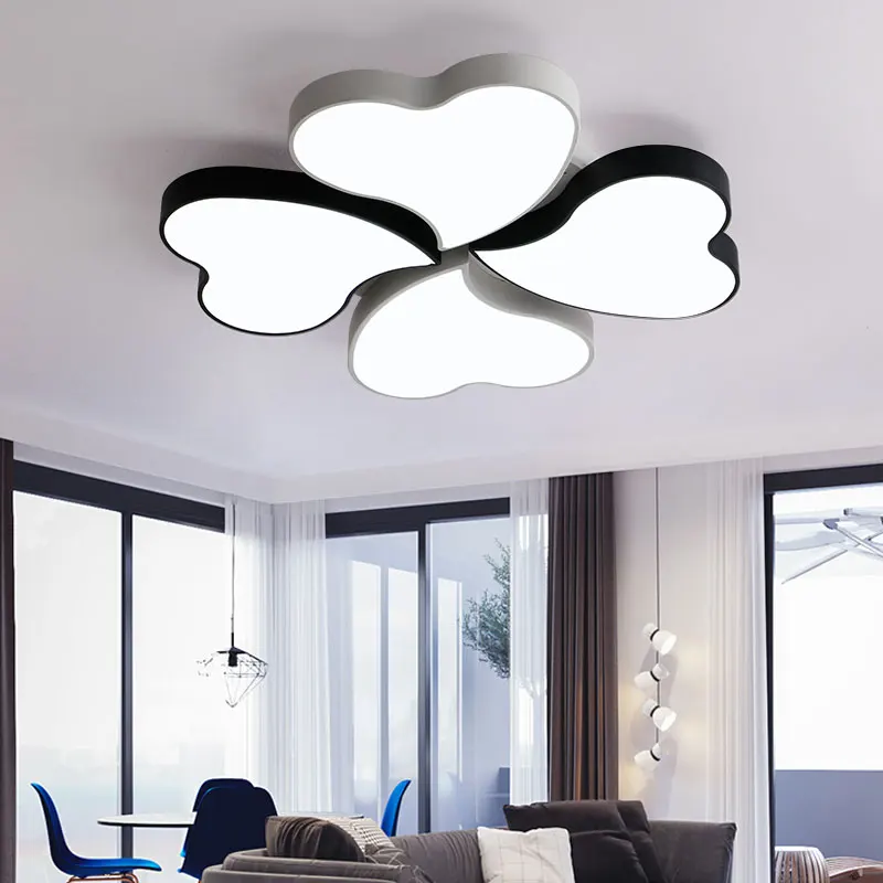 

Modern Stylish Geometry Art Acrylic Stitching Heart Scrub Black/White Shade LED Ceiling Light for Living Room