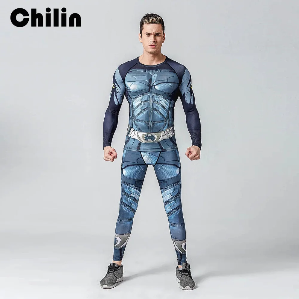 Superhero Compression 3D Print Tights Long Sleeve T-Shirts Jersey Sport Tee Tops