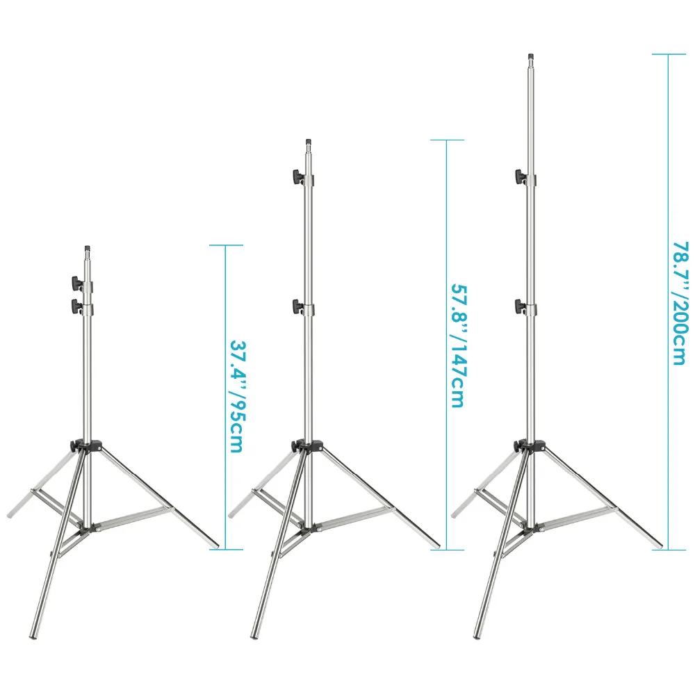  Neewer 2-pack Stainless Steel Light Stand 37-79 inches/95-200 centimeters Foldable Heavy Duty Suppo
