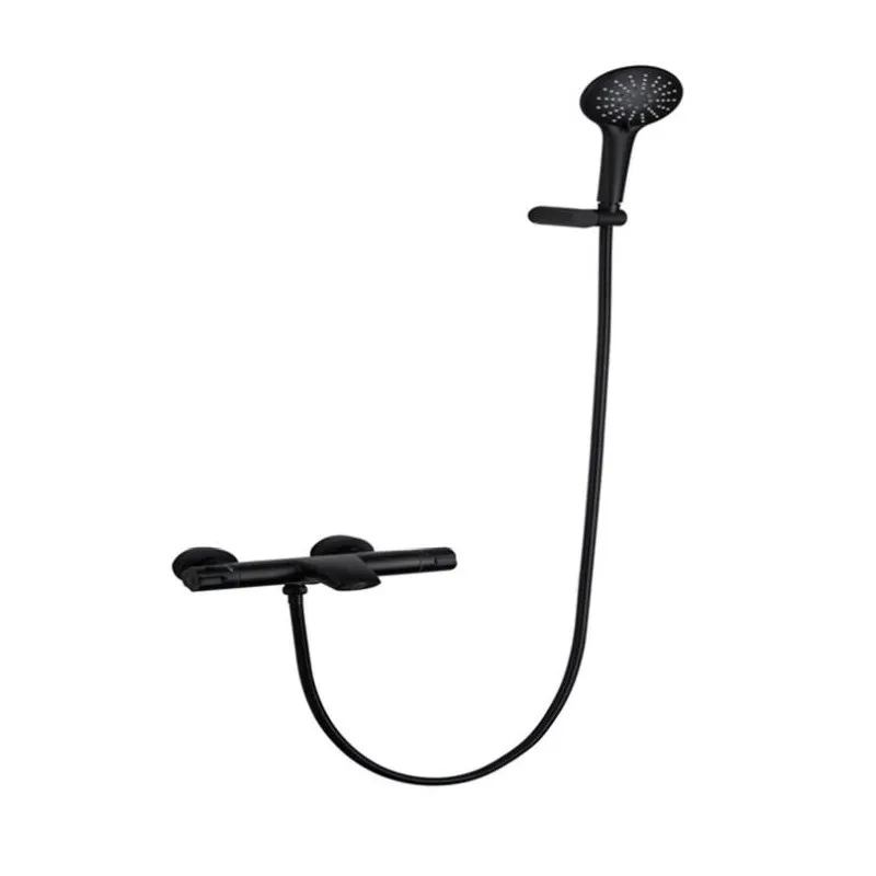  Wall Mounted Bathroom Black Oil Brushed thermostatic Bath & Shower Faucet hand held Shower Faucet S