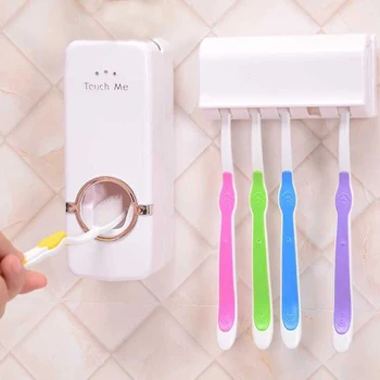 

Bathroom Accessories Set Tooth Brush Holder Automatic Toothpaste Dispenser Holder Toothbrush Wall Mount Rack Bathroom Tools Set