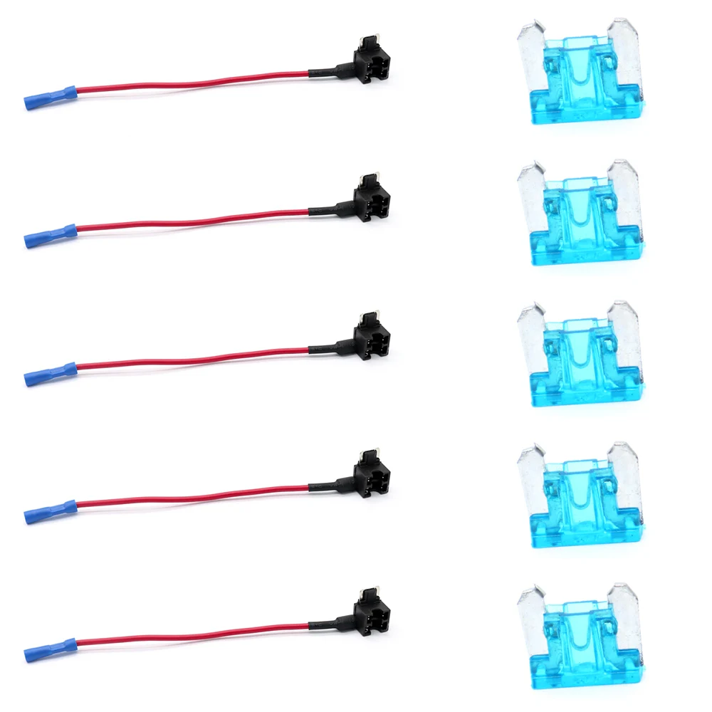 

10Pcs 12V Car Add-a-circuit Low Profile Mini Fuse Tap Adapter Mini Blade Fuse Holder with 5Pcs 15A Fuses Styling