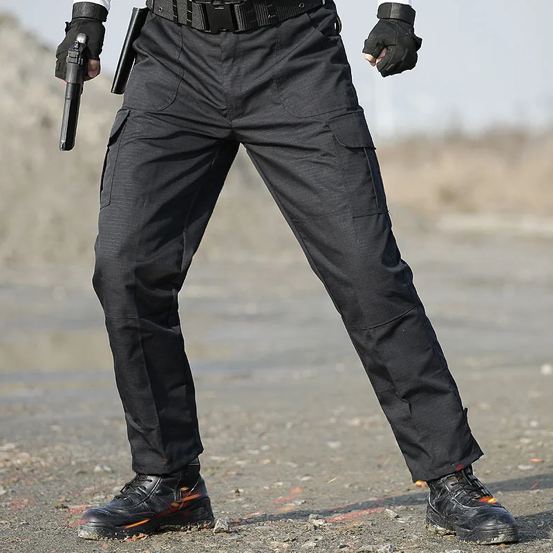 Тактические Брюки мужские армейские военные стильные брюки карго рабочие брюки высокого качества Hombre комбинезоны спецназ страйкбол штаны для пейнтбола - Цвет: Черный