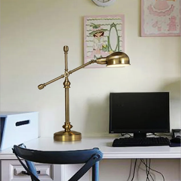 220V LED American retro style adjustable desk lamp bedroom bed study country retro eye protection desk lamp table light antique