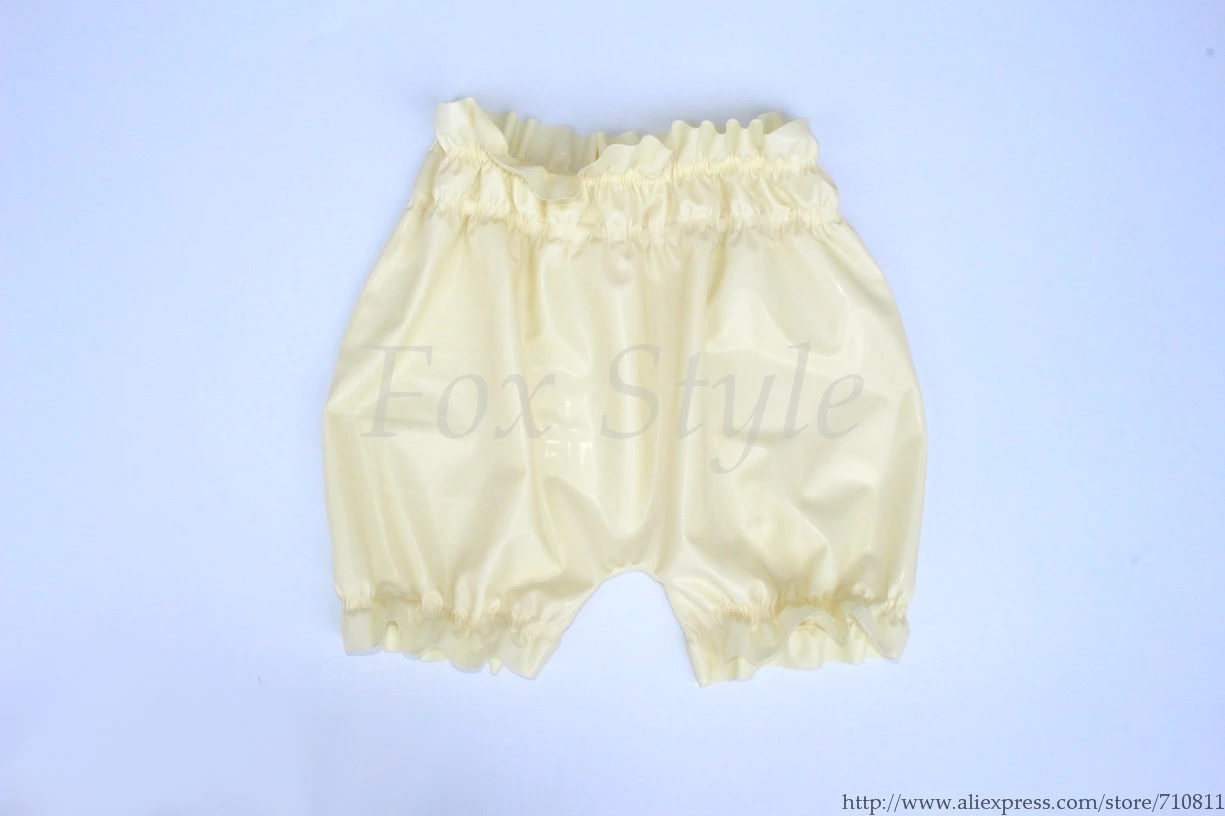 

Men 's Sexy white underwear latex shorts rubber boxers real photo no lubes