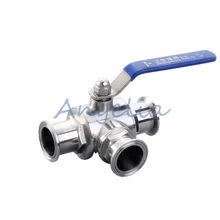 1-1/" Нержавеющая сталь 316 трехходовое зажимное соединение т типа шаровой кран с тремя входами