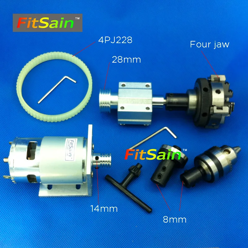 FitSain-775 DC24V 8000RPM motor pulley four jaw chuck D=50mm B12 drill chuck mini Lathe table Cutting saw part saw blade 16/20mm fitsain hole 5mm pulley three jaw chuck d 50mm pulley mini drill press mini lathe