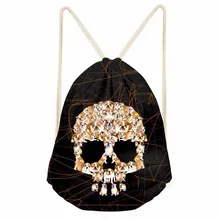 ThiKin Креативные 3D мопса с принтом черепа женские мешки с Кулиской повседневные Рюкзаки для хранения для девочек-подростков мягкие дорожные сумки