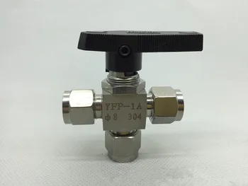 

304 Stainless steel Tee 3 Ways Compression fitting shut off Ball Valve 915 PSI PN 6.4 Fit For 8mm O/D Tube