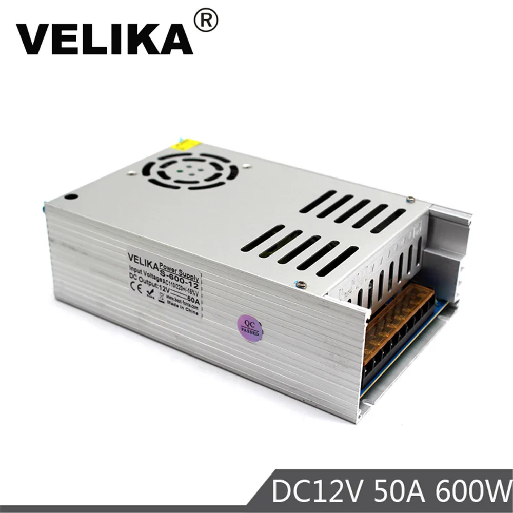 12V 50A 600w источник питания светодиодный трансформатор драйвера AC110V 220V к DC12V адаптер