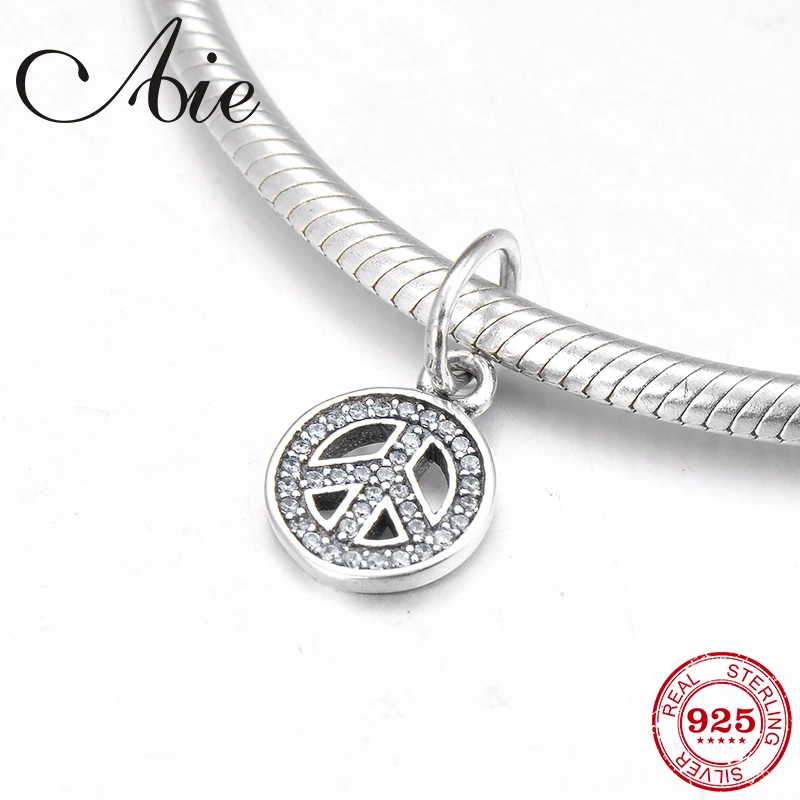 

Love peace 925 Sterling Silver Anti-nuclear war sign fine Pendants Beads Fit Original Pandora Charm Bracelet Jewelry making
