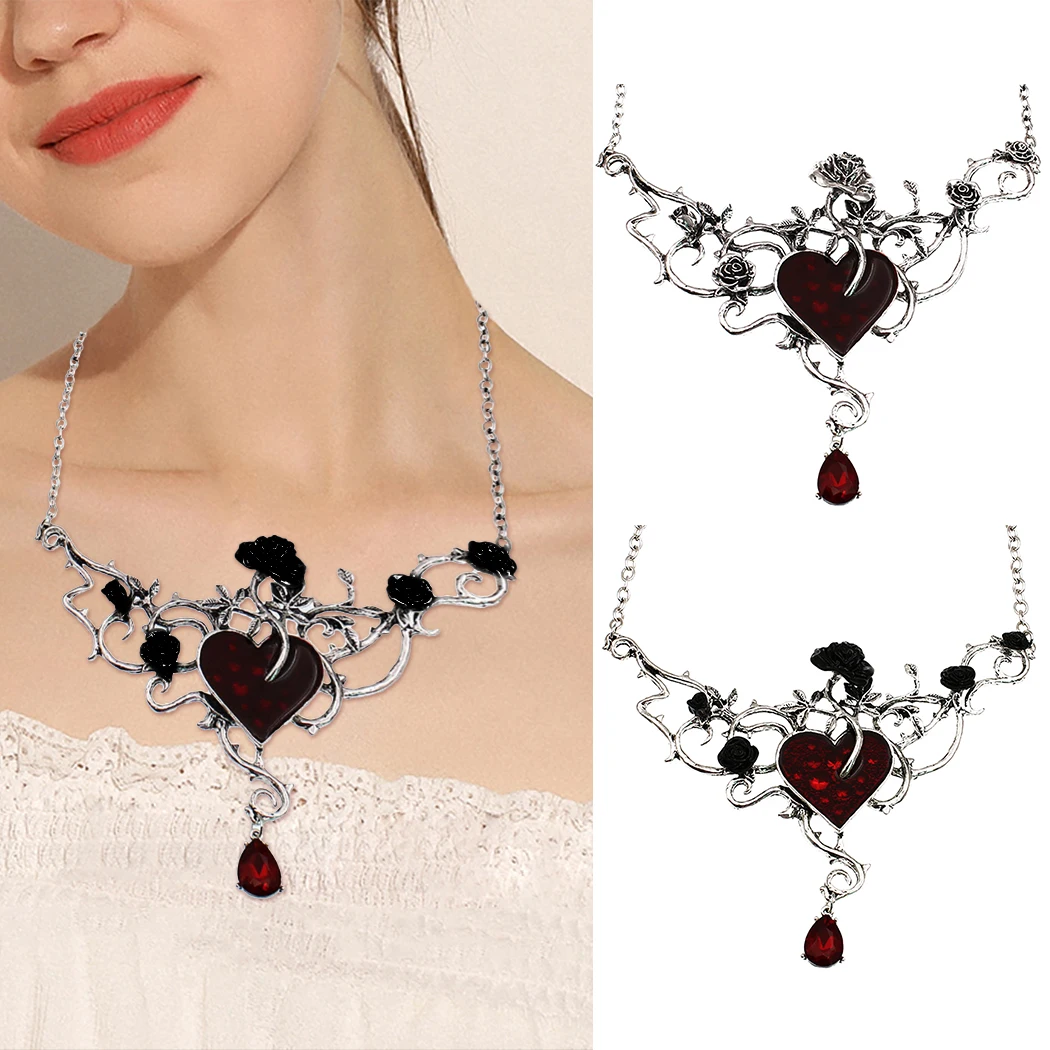 Новинка, винтажное женское ожерелье, подвеска в готическом стиле, ожерелье с сердечком, ювелирные изделия, ожерелье для Хэллоуина, вечерние, для девушек