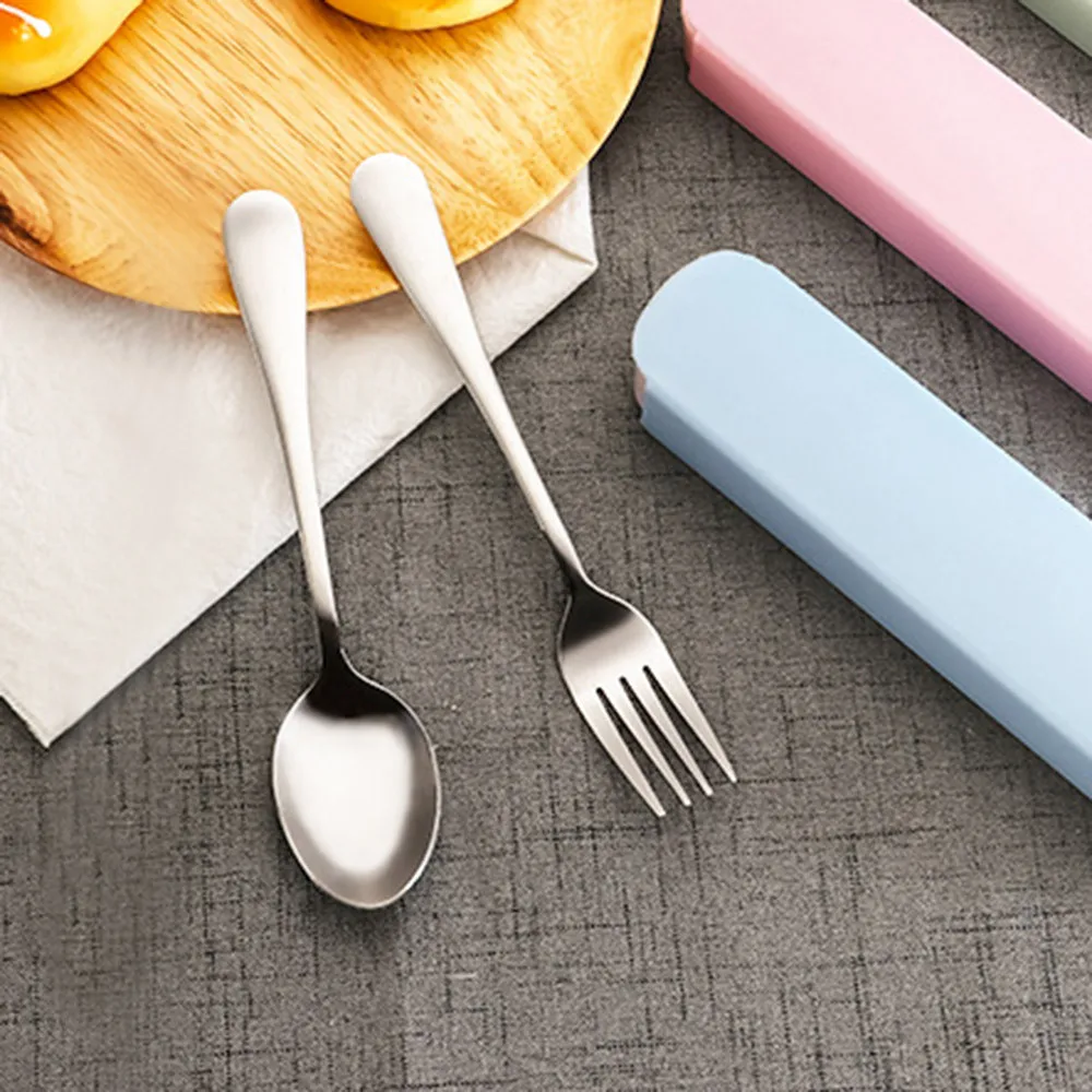 2 Pcs Portable Fork Spoon Travel Cutlery Set Portable Travel Silverware