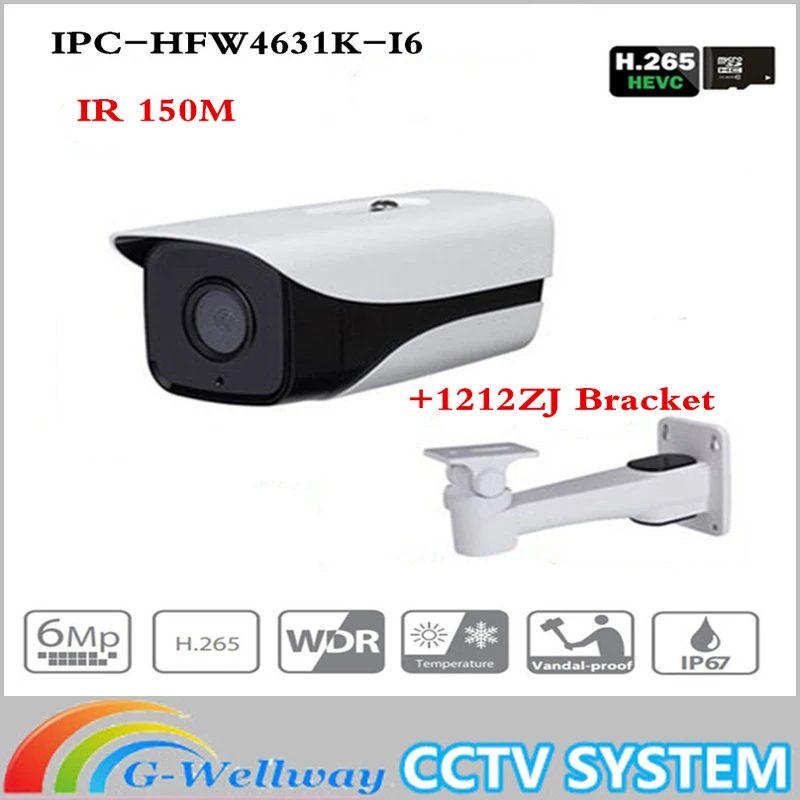 

Original Dahua IPC-HFW4631K-I6 6MP IP Camera support POE IP67 IR150M cctv camera with bracket multi-language firmware