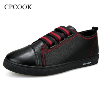

CPCOOK Luxury Brand Leather Casual Shoes Men Summer Autumn Fashion Red Footwear Sneakers Breathable Male Krasovki Soft Sneakers