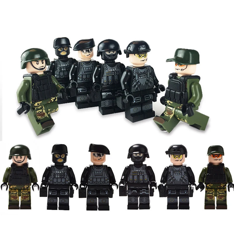 24pcs Legoing Military Building Blocks Navy Army With Equipment DIY toys Figures Sets Brick Toy Compatible LegoING Kids Gift Toy