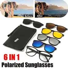 6 IN 1 Night Vision Glasses Polarized Sunglasses Retro Frame Eyewear Night Vision Driving Optical Glasses With Carry Bag 2230A