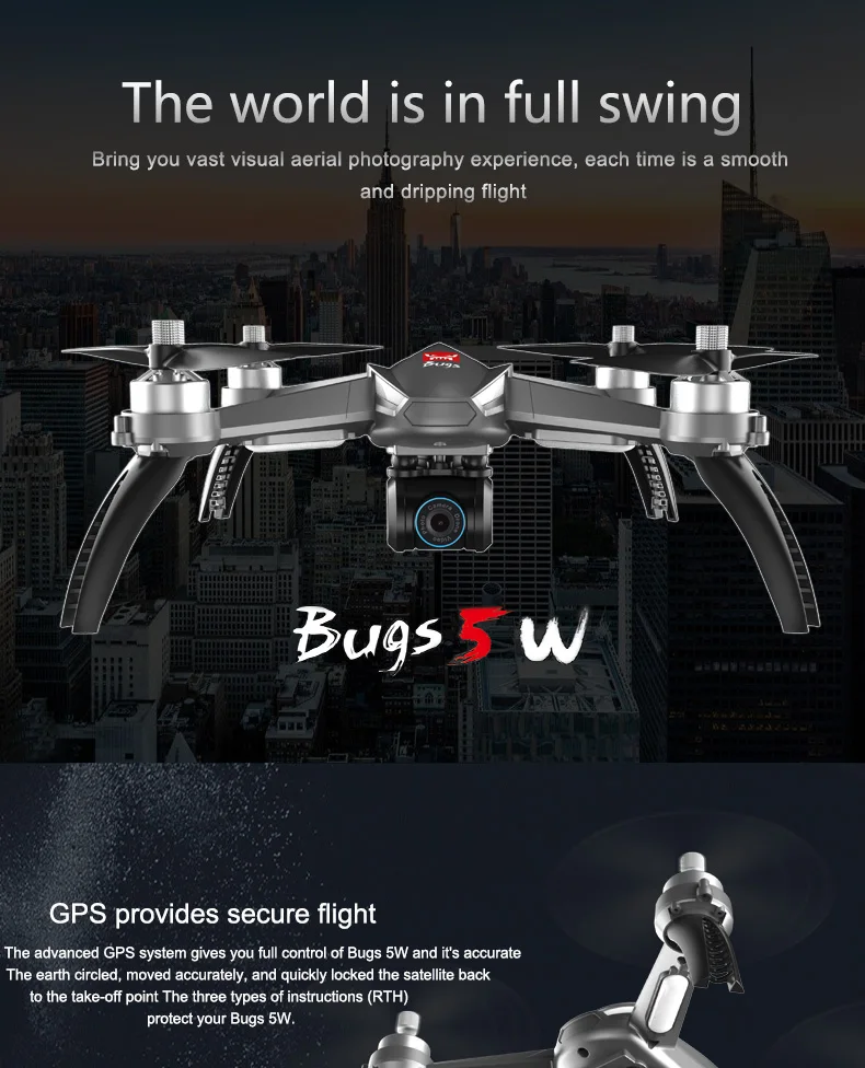 MJX ошибки 5 Вт B5W Радиоуправляемый Дрон RTF 5 г Wi-Fi FPV 1080 P Камера с gps Follow Me режим радиоуправляемый квадрокоптер vs MJX ошибки 2 B2W вертолеты D30