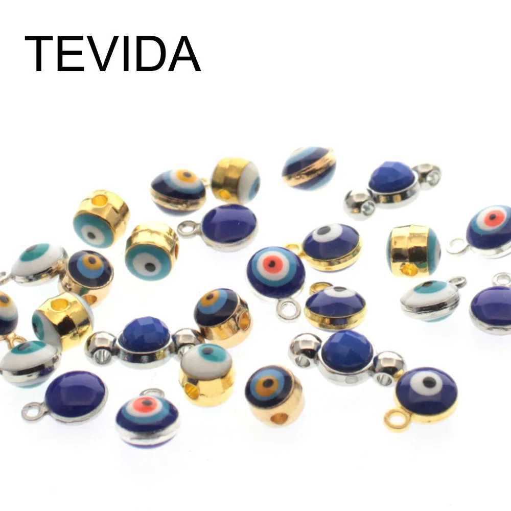 Бусины разделители Tevida Q02 6/7/8/9/10 мм золотистые/серебристые бусины злой глаз