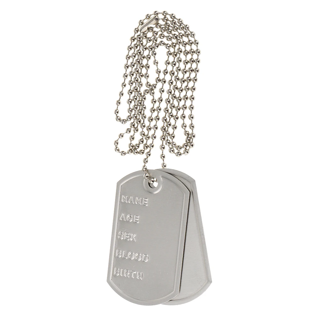Dogtags on Chain Silver Military Army Prop Jewellery Fancy Dress Accessory