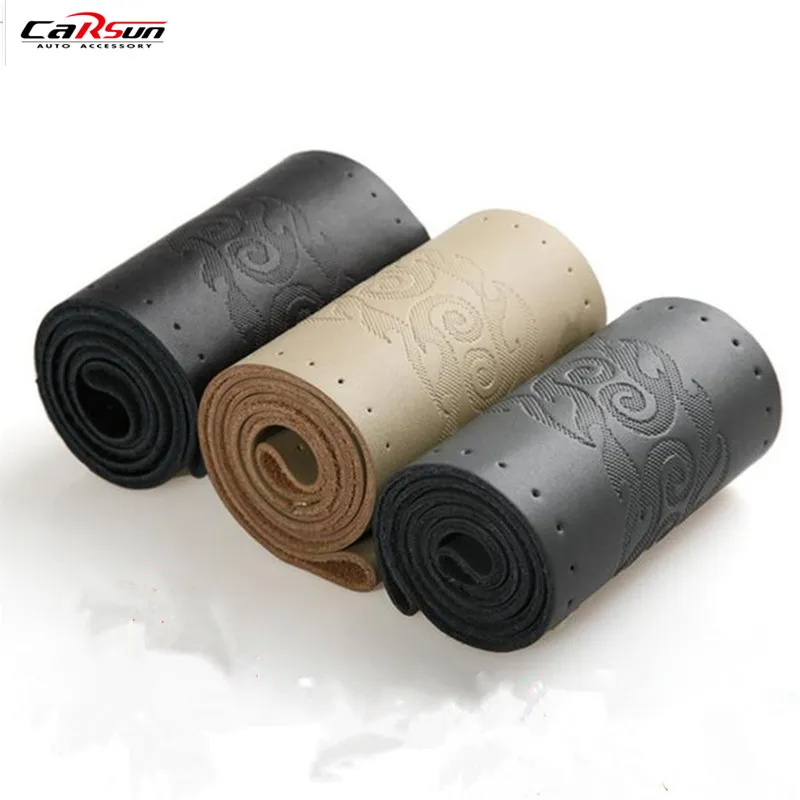 CARSUN DIY Steering Wheel Covers Leather Braid On The Steering-wheel Of Car With Needle And Thread Interior Accessories SF-YH01 CARSUN DIY Steering Wheel Covers Leather Braid On The Steering-wheel Of Car With Needle And Thread Interior Accessories SF-YH01