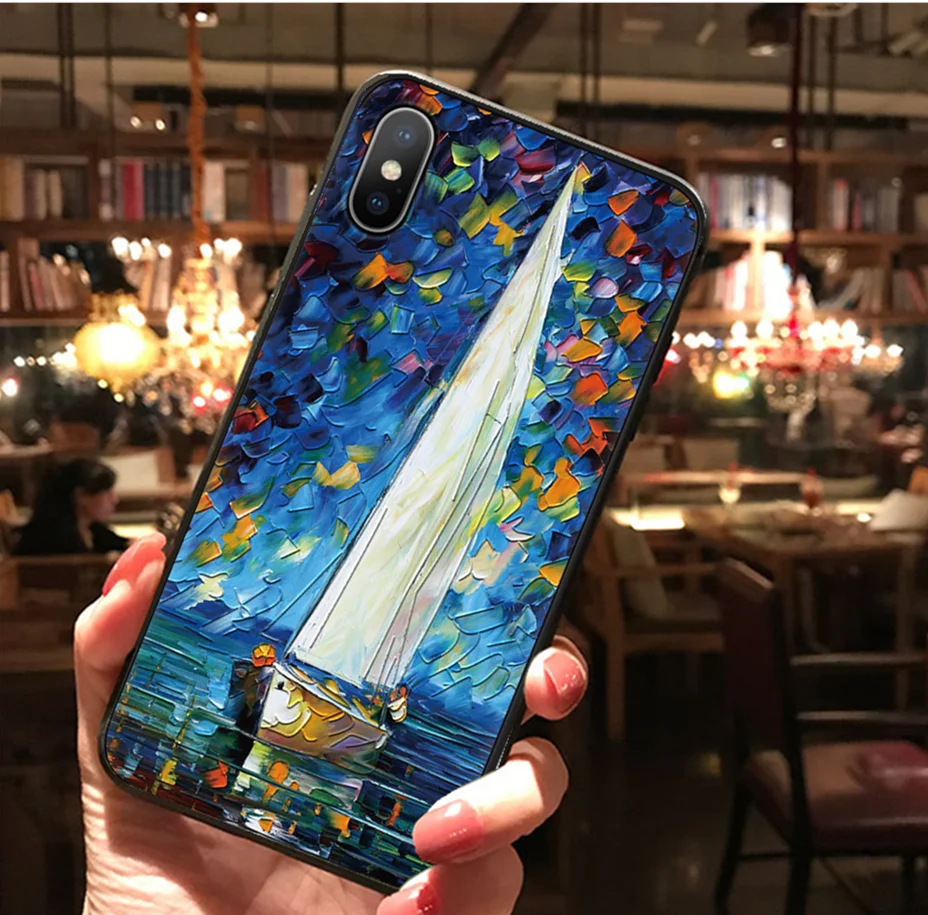 

3D Relief Painting Phone Case For iPhone X 7 8 Plus 10 Emboss Sunflower Cases For iPhone 5 5S SE 6 6S Plus XS Max XR TPU Cover