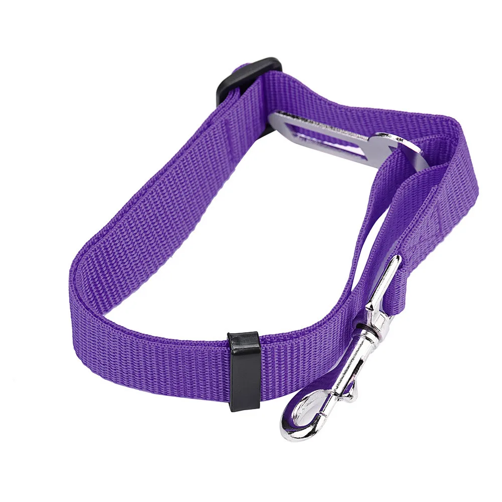 Регулируемый для собаки ремень безопасности нейлоновые Домашние животные сиденье для щенка поводок собаки ремень безопасности для машины товары для домашних животных дорожный зажим - Цвет: Фиолетовый