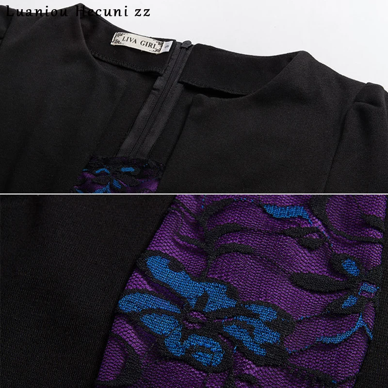 Chu Ni Осенняя искусственная куртка цельное платье карандаш женское кружевное лоскутное 3/4 рукав блузка с ремнем/для офиса элегантное платье размера плюс 3XL L001