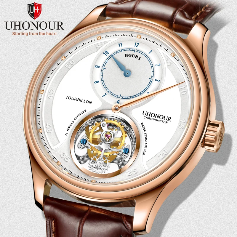 

Creative Sports Seagull Tourbillon Men's Mechanical Watch Genuine Crocodile Leather Man Watches ST8006 Men Clock 50m Waterproof