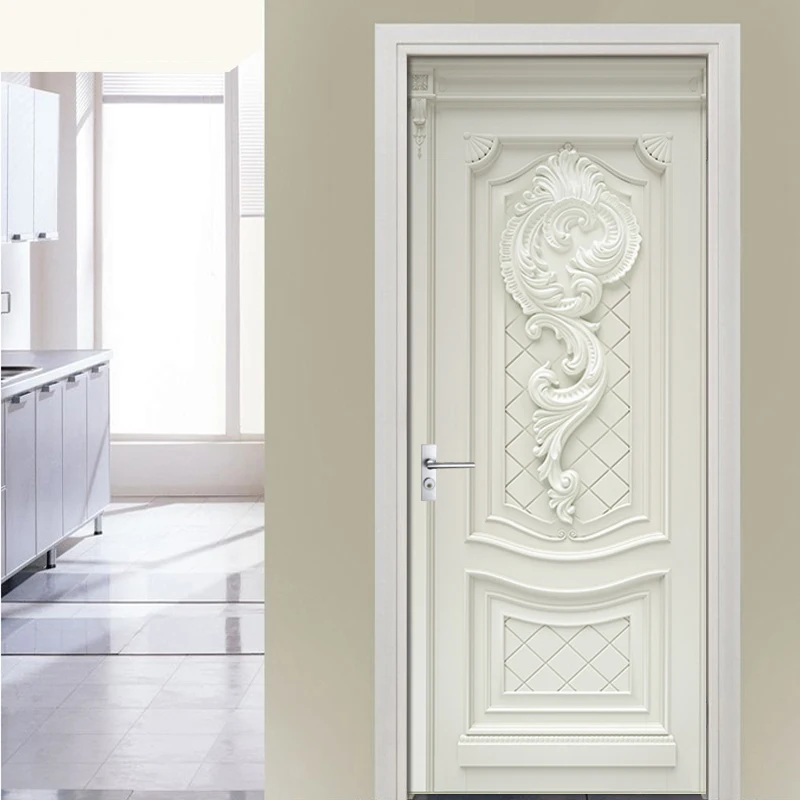 Günstige PVC Wasserdicht Self Adhesive Tür Aufkleber Tapete Für Wohnzimmer Schlafzimmer Tür Tapete Art Wall Decals Wandbild Wand Aufkleber