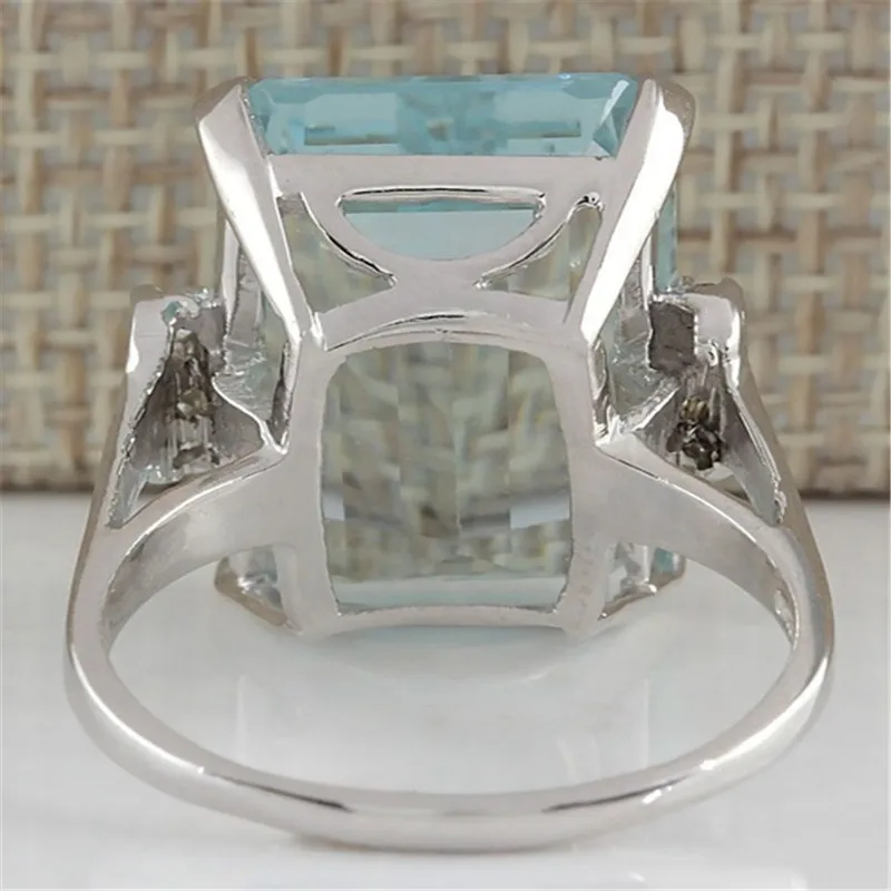 YWOSPX большой синий CZ кубический циркон камень Серебряный цвет кольца для женщин модные украшения подарок на день Святого Валентина Свадьба Любовь кольцо Анель