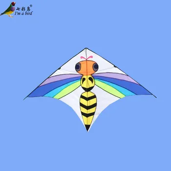 

Free Shipping Outdoor Fun Sports 2015 New 2.5m Power Colorful Bee Kite With Handle And Line Good Flying