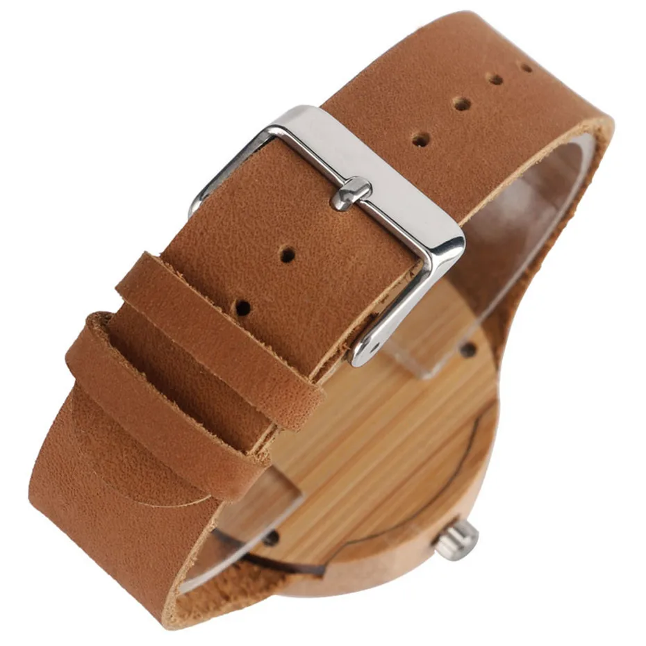 Creative Bamboo Blue Green Wooden Watch Dial Genuine Leather Casual Lovers Women Roman Number Quartz Wristwatch Relojes (11)