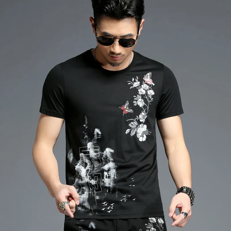 New Summer Embroidery Mens T shirt Short Sleeve Chinese Style ...